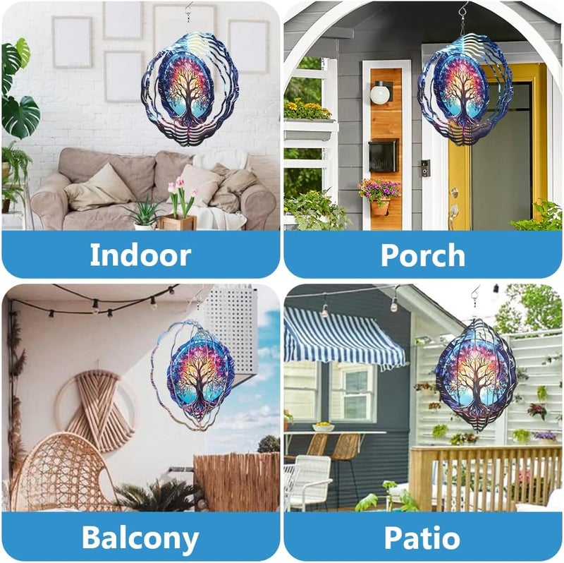 PUCPAM Tree of Life Wind Spinner, 3D Hanging Stainless Steel Garden Spinner, Wind Spinner Hanging for Outdoor & Indoor Décor, Unique Gifts for Yard Garden Decoration or Patio Décor (Tree of Life) - Image 5